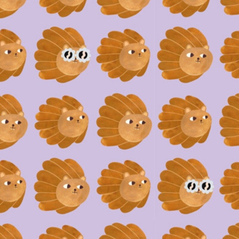 Meet Me at the Wall-collectie Kinderbehang Meet me at the Wall - Lion head - Lilac - Aniek Bartels