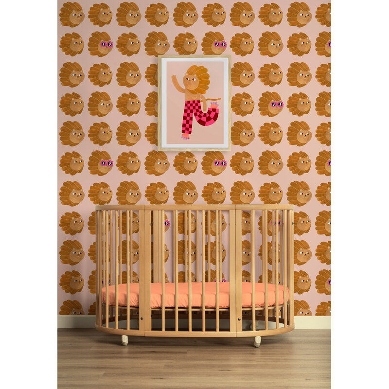 Meet Me at the Wall-collectie Kinderbehang Lion head - Pale Pink - Aniek Bartels