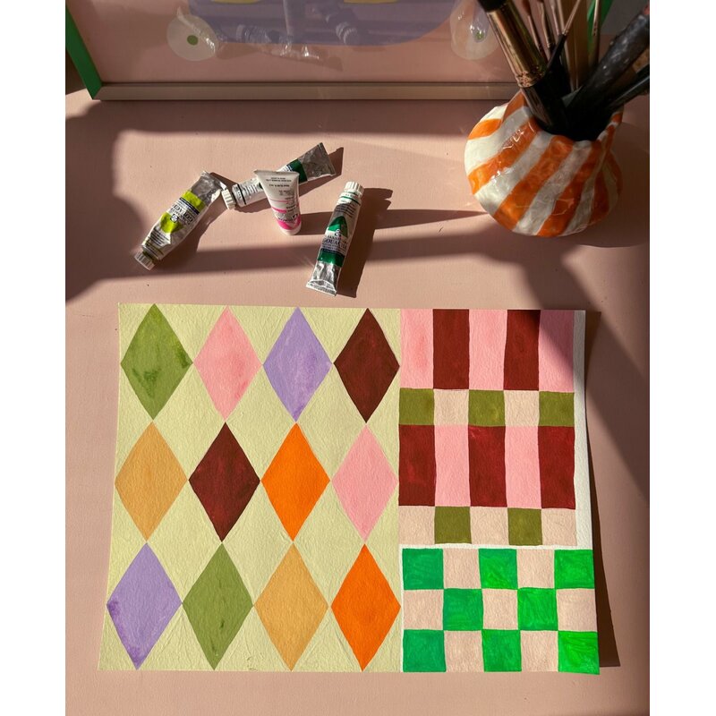 Meet Me at the Wall-collectie Kinderbehang Square blocks green - Aniek Bartels