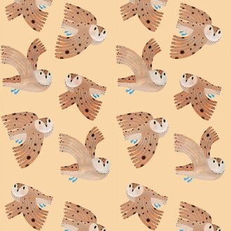 Meet Me at the Wall Kinderbehang Owl - Creme - Aniek Bartels