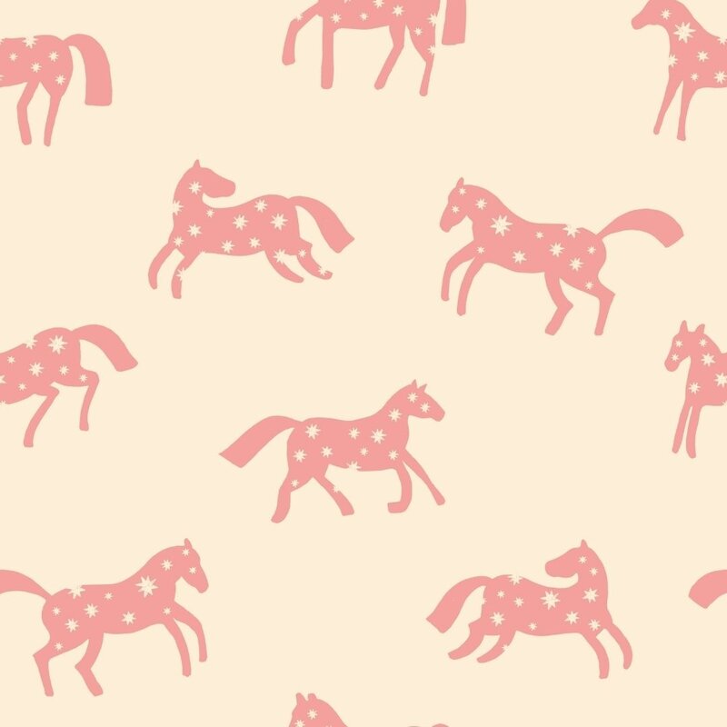 Meet Me at the Wall-collectie Behang Magic Horses - Creme - Joelle Wehkamp