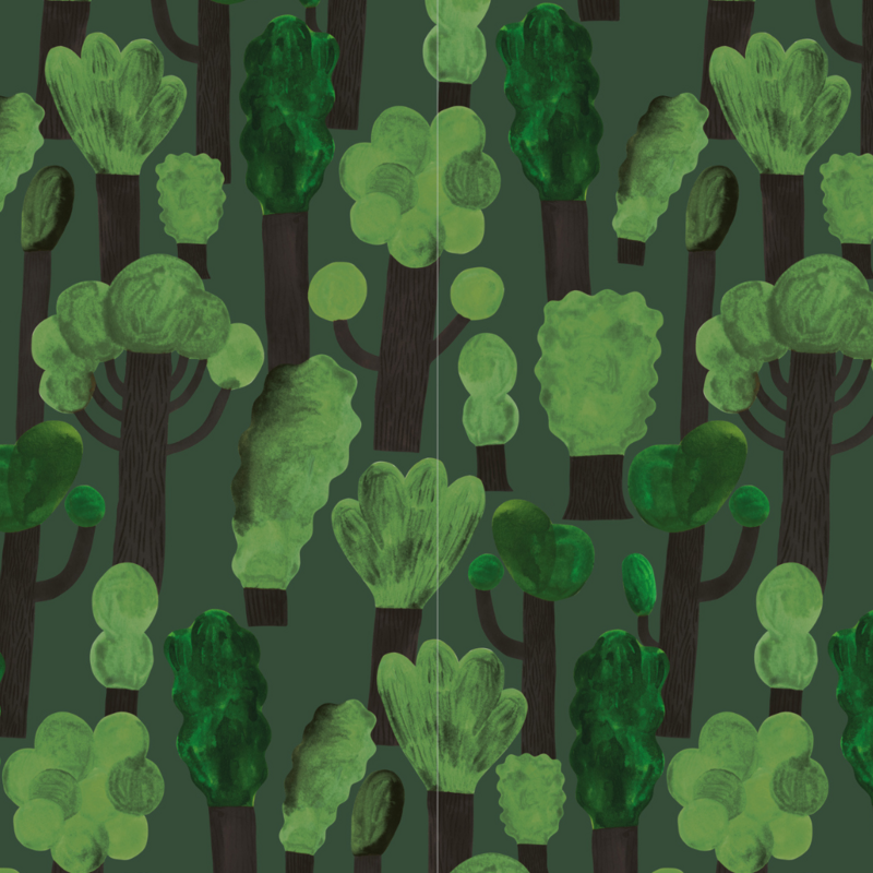 Meet Me at the Wall-collectie Kinderbehang Trees - Dark - Aniek Bartels