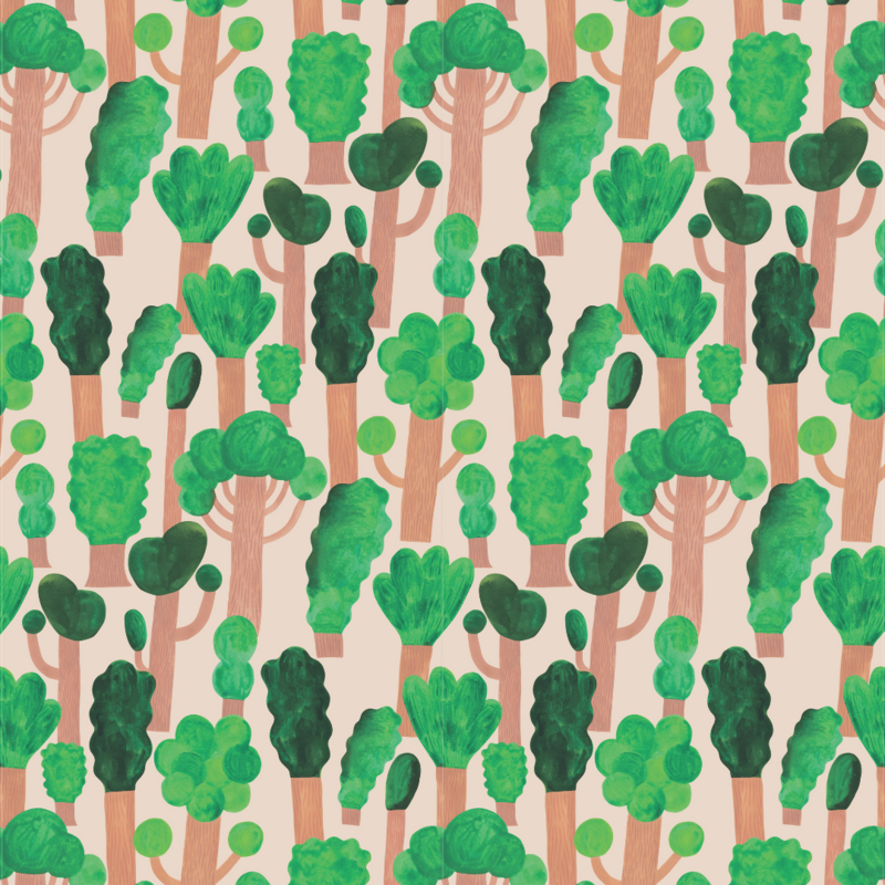 Meet Me at the Wall-collectie Kinderbehang Trees - Pale pink - Aniek Bartels