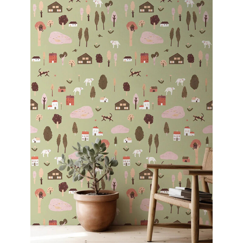 Meet Me at the Wall-collectie Behang Village Olive - Lotte Dirks