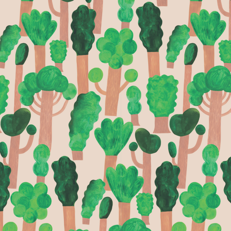 Meet Me at the Wall-collectie Kinderbehang Trees - Pale pink - Aniek Bartels
