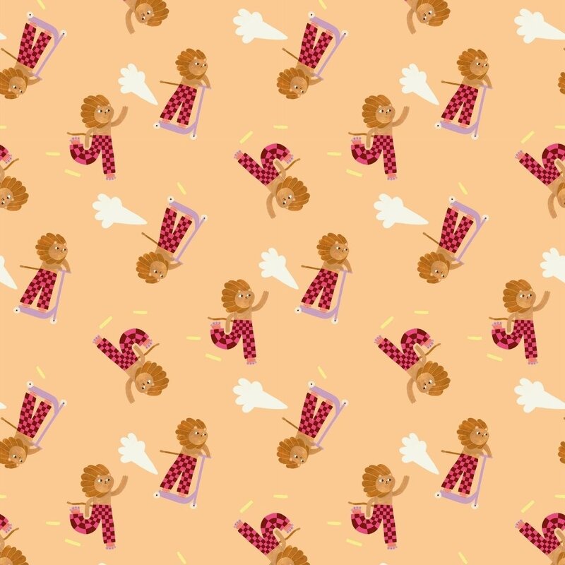 Meet Me at the Wall-collectie Kinderbehang Skating Lion - Sweet - Aniek Bartels