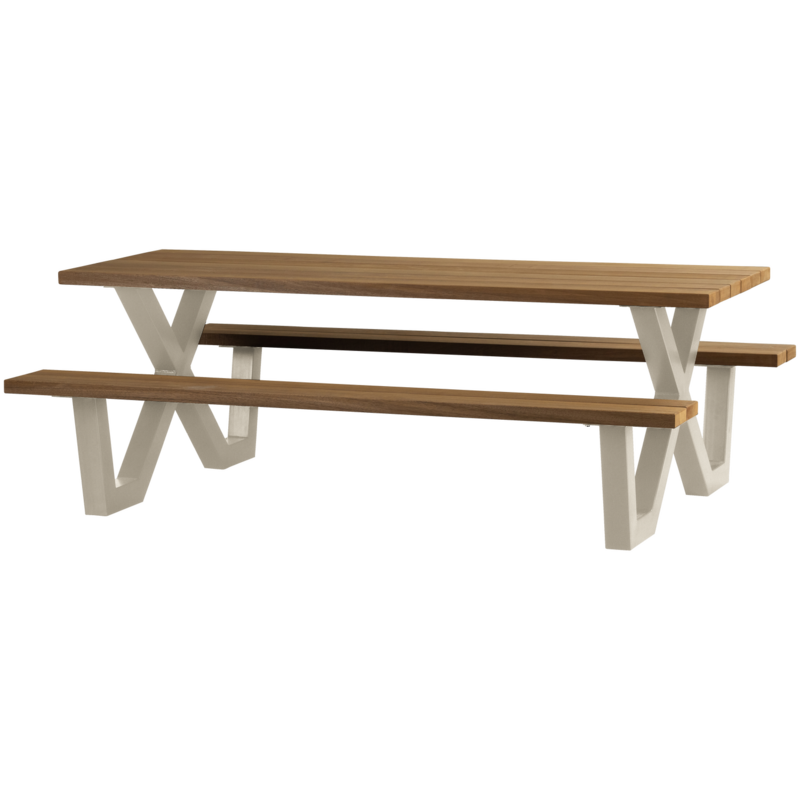 WOOOD-collectie Tablo Tuin Picknicktafel Ayous Zand X-Poot Metaal [Fsc]