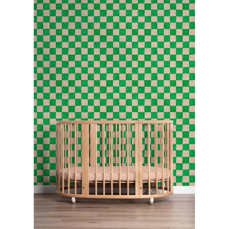 Meet Me at the Wall-collectie Kinderbehang Square blocks green - Aniek Bartels