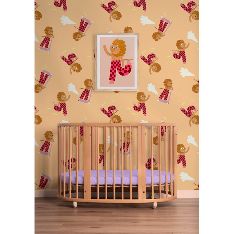 Meet Me at the Wall-collectie Kinderbehang Skating Lion - Sweet - Aniek Bartels