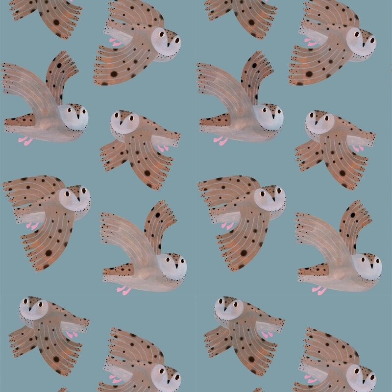 Meet Me at the Wall-collectie Kinderbehang Owl - Sky - Aniek Bartels