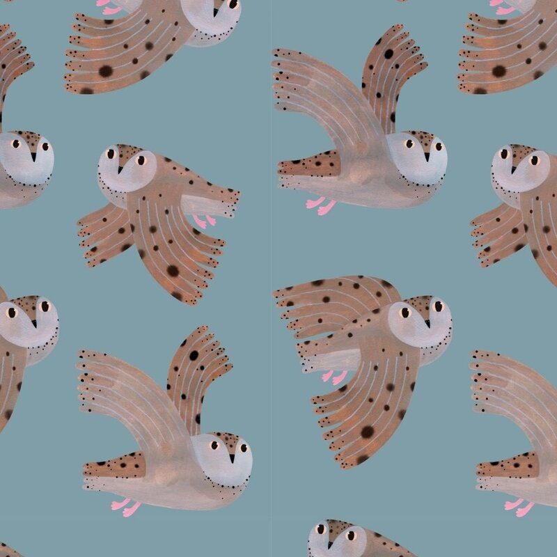 Meet Me at the Wall-collectie Kinderbehang Owl - Sky - Aniek Bartels