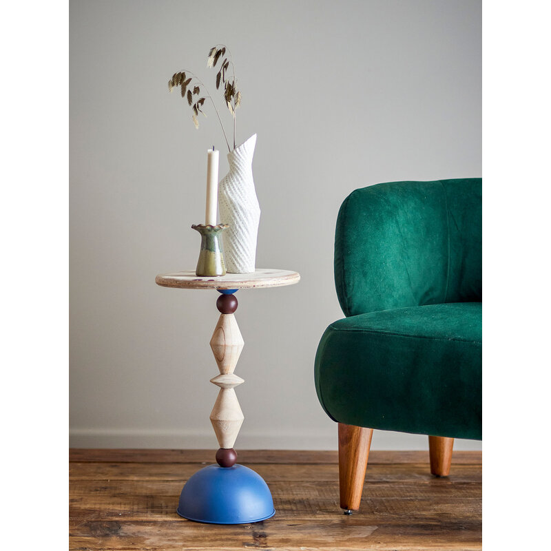 Bloomingville-collectie Mannelli bijzettafel blauw vurenhout