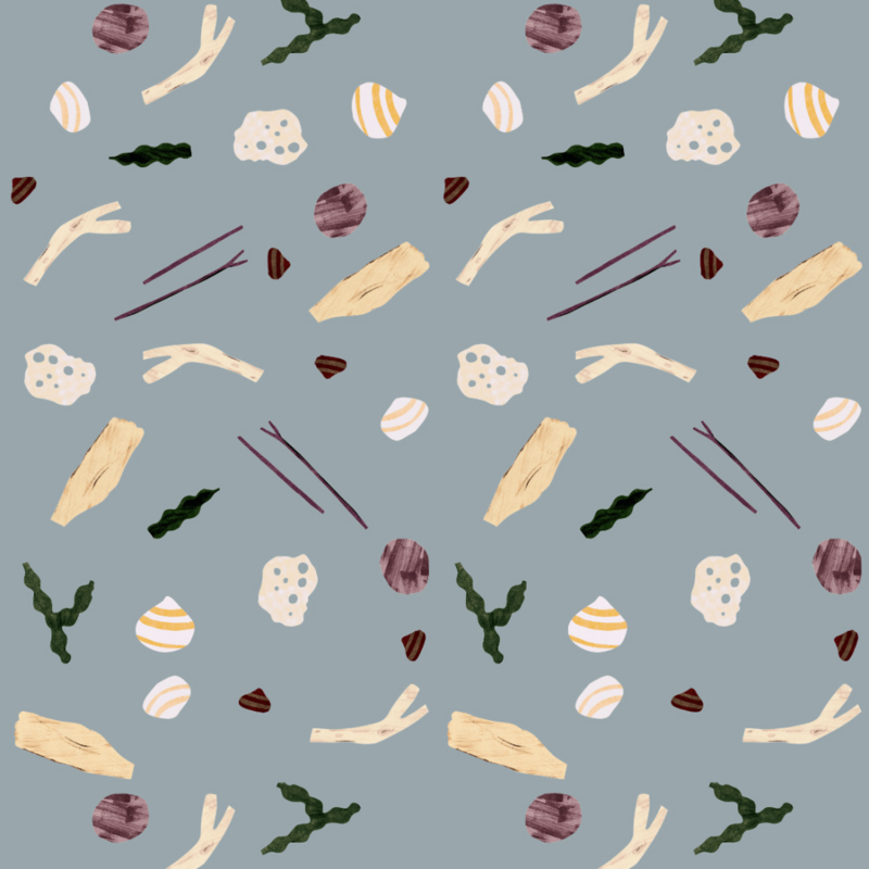 Meet Me at the Wall-collectie Behang Sea and Shells Steel Blue - Lotte Dirks