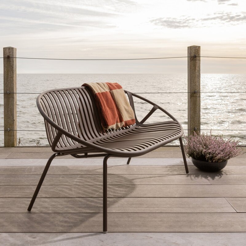 WOOOD-collectie Bruce Garden 2-Seater Bench PP/Metal Purple/Brown