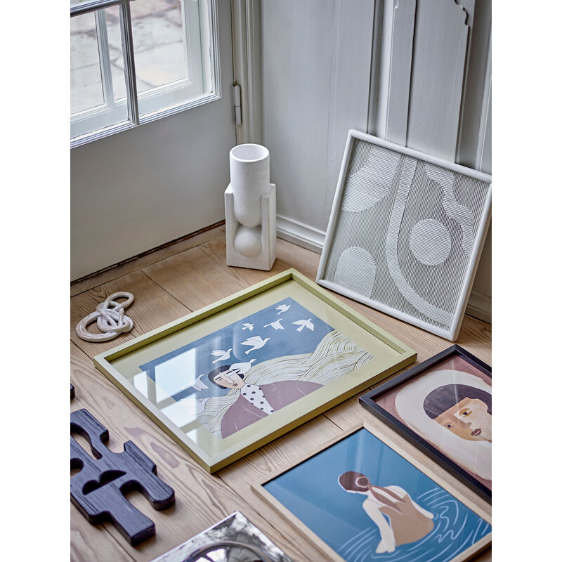 Bloomingville-collectie Flyvielle Illustratie met Lijst Multicolor Vurenhout