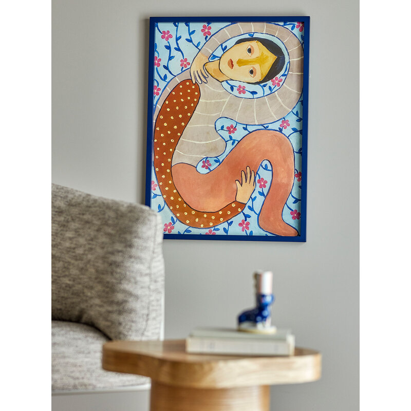 Bloomingville-collectie Floriesta Illustratie met Lijst Multicolor Vurenhout