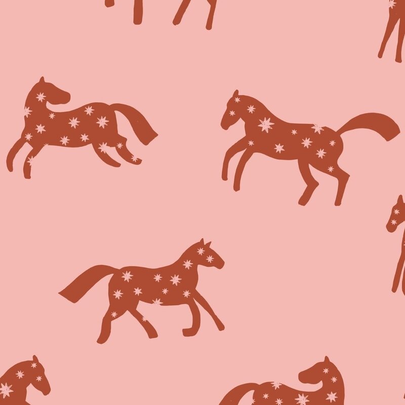 Meet Me at the Wall-collectie Behang Magic Horses - Pink - Joelle Wehkamp