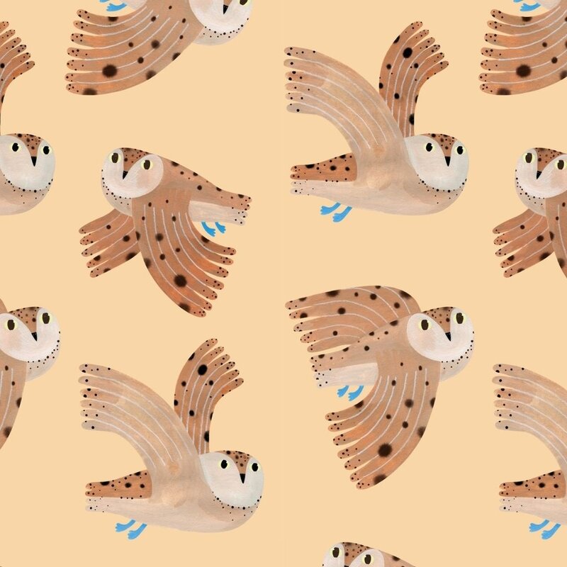 Meet Me at the Wall-collectie Kinderbehang Owl - Creme - Aniek Bartels