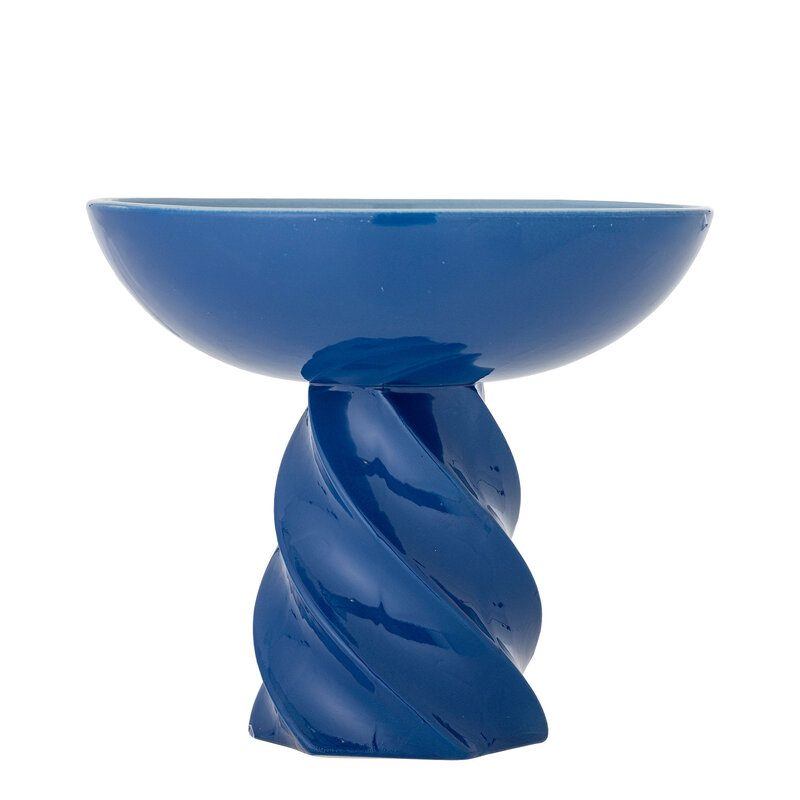 Bloomingville-collectie Riley schaal op voet blauw aardewerk