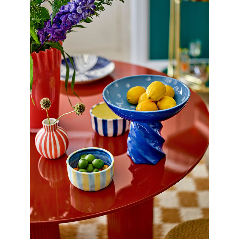 Bloomingville-collectie Riley schaal op voet blauw aardewerk