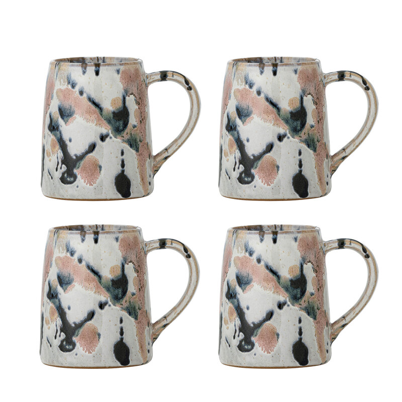 Bloomingville-collectie Winnie Mok multicolour aardewerk zwart, roze en groen
