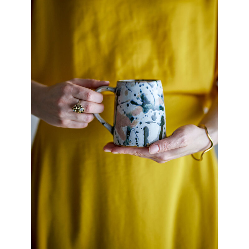 Bloomingville-collectie Winnie Mok multicolour aardewerk zwart, roze en groen