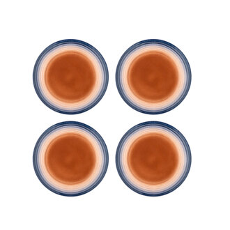 Bloomingville Tatum Bord multicolour aardewerk roze en diepblauw