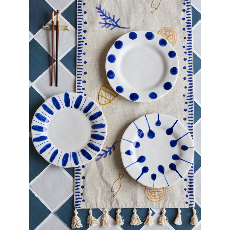 Bloomingville-collectie Linora Bord Blauw aardewerk