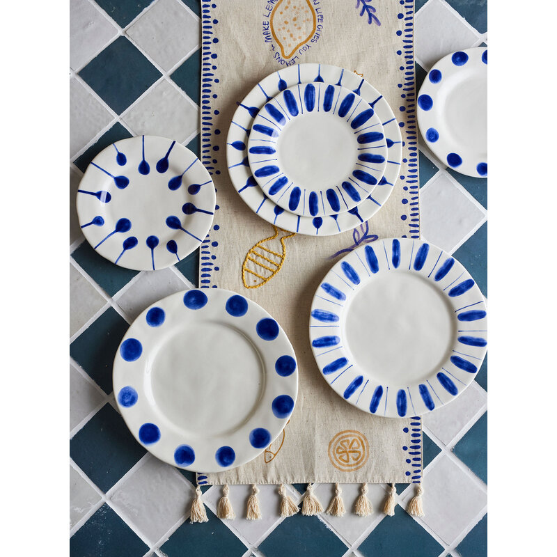 Bloomingville-collectie Linora Bord Blauw aardewerk