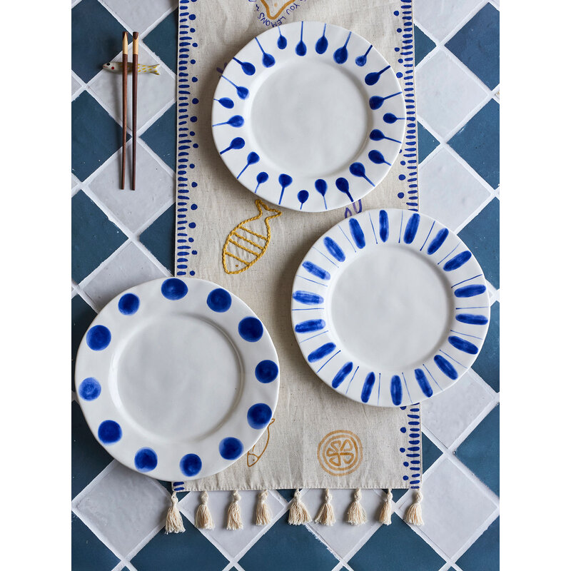Bloomingville-collectie Linora Bord Blauw aardewerk
