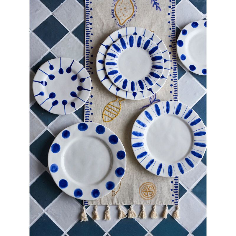 Bloomingville-collectie Linora Bord Blauw aardewerk