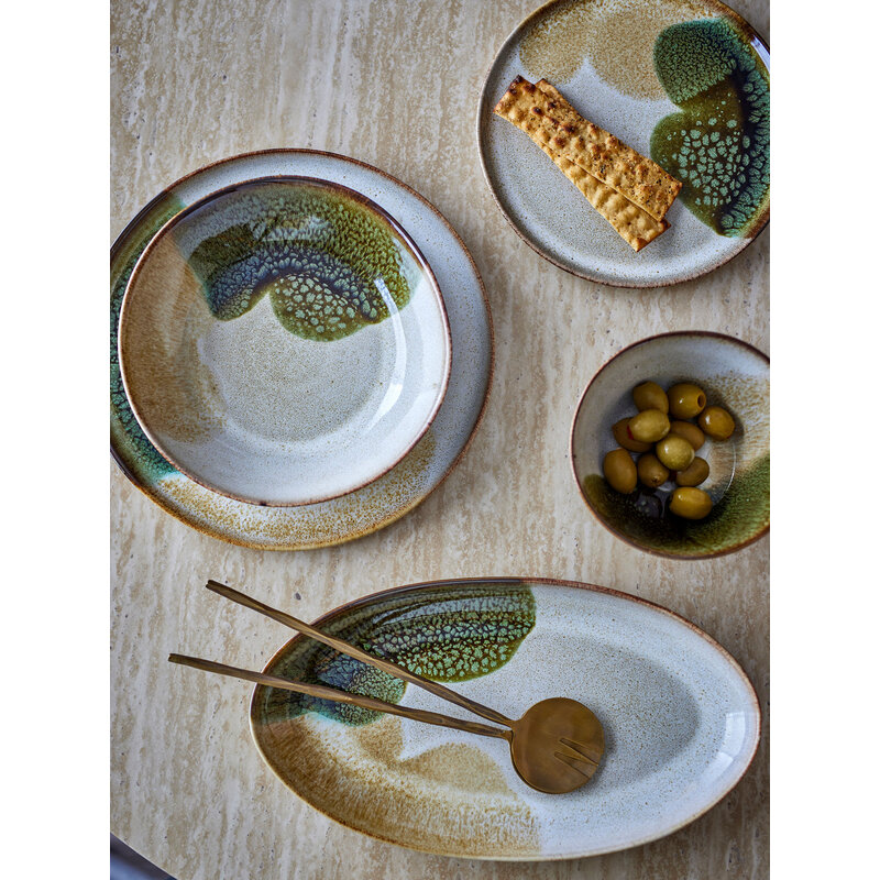 Bloomingville-collectie Jules serviesset Groen aardewerk