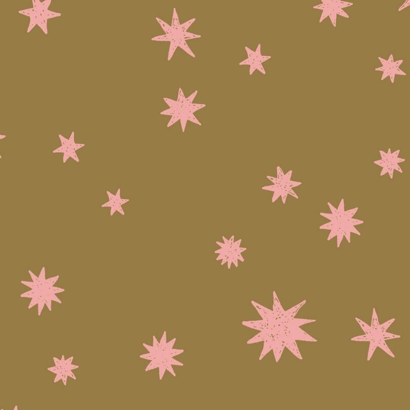 Meet Me at the Wall-collectie Kinderbehang Starry Night - Kaki - Joelle Wehkamp