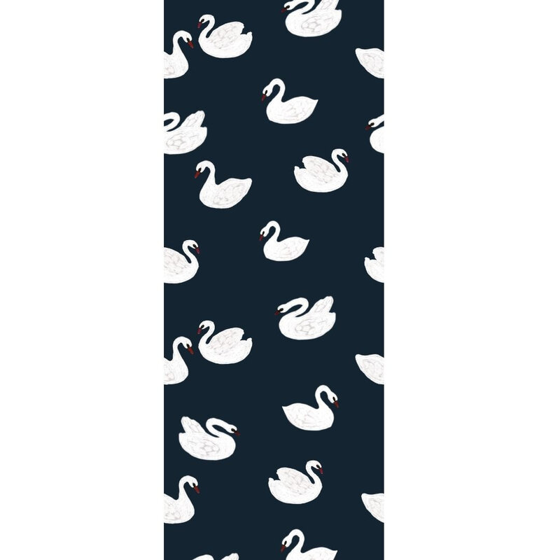 Meet Me at the Wall-collectie Kinderbehang Swans - Night blue - Joelle Wehkamp