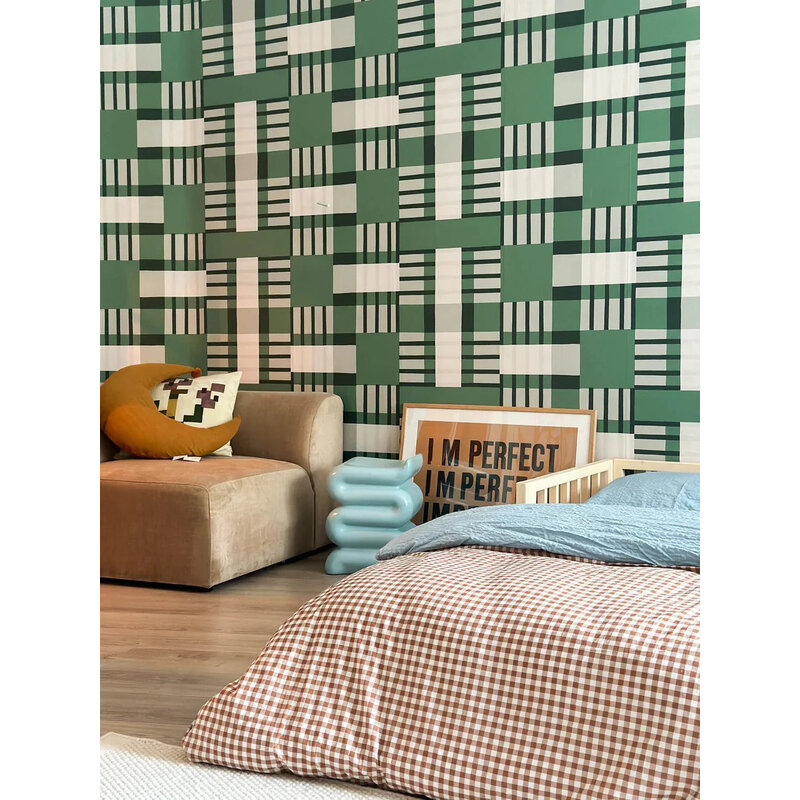 Meet Me at the Wall-collectie Behang Play at Slaep -  Blocks Grean - Sabine van Vessem