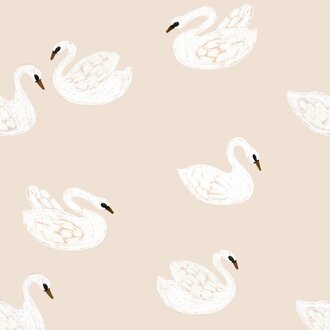 Meet Me at the Wall Kinderbehang Swans - Beige - Joelle Wehkamp
