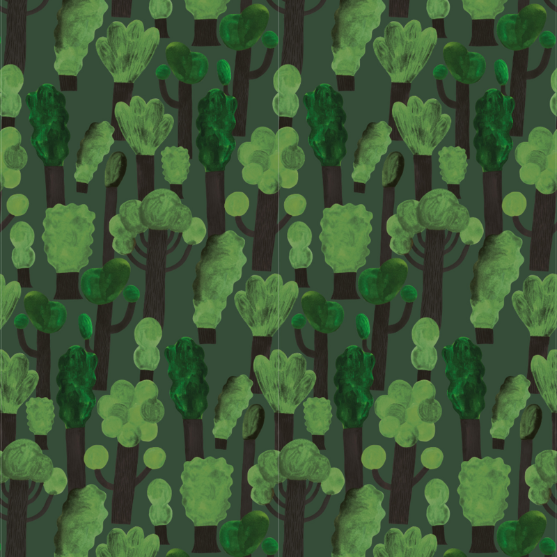 Meet Me at the Wall-collectie Kinderbehang Trees - Dark - Aniek Bartels