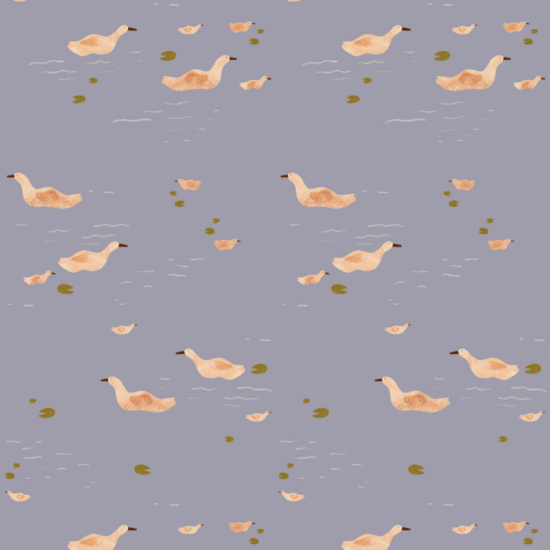 Meet Me at the Wall-collectie Behang  Ducks Smokey Periwinkle - Lotte Dirks