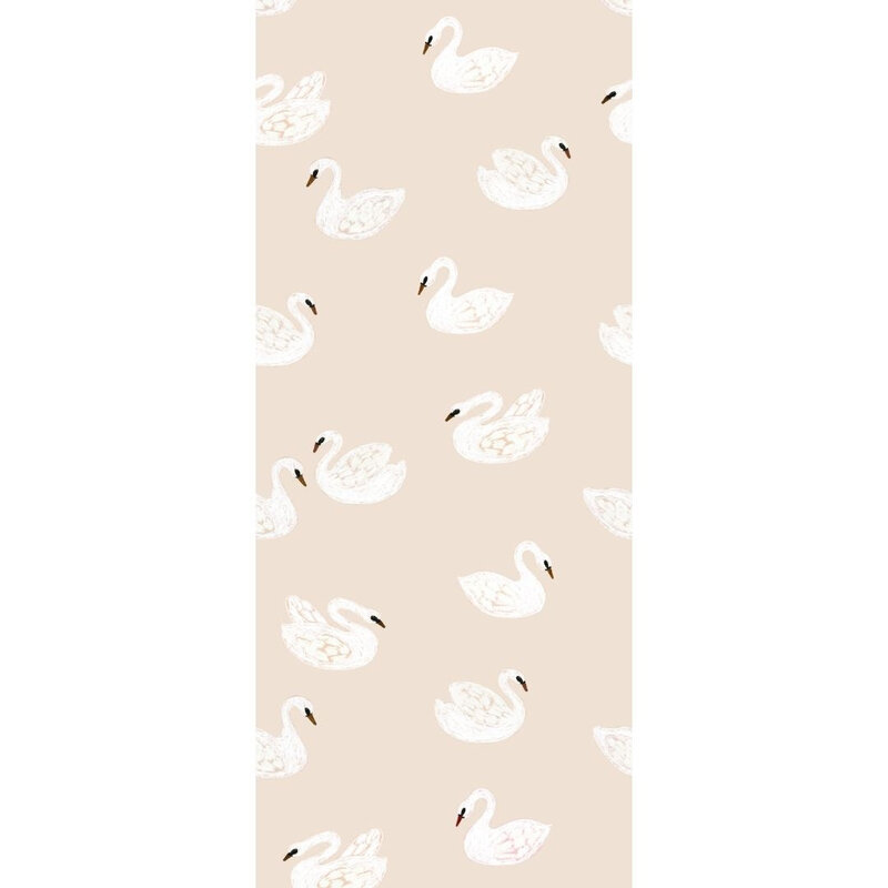 Meet Me at the Wall-collectie Kinderbehang Swans - Beige - Joelle Wehkamp