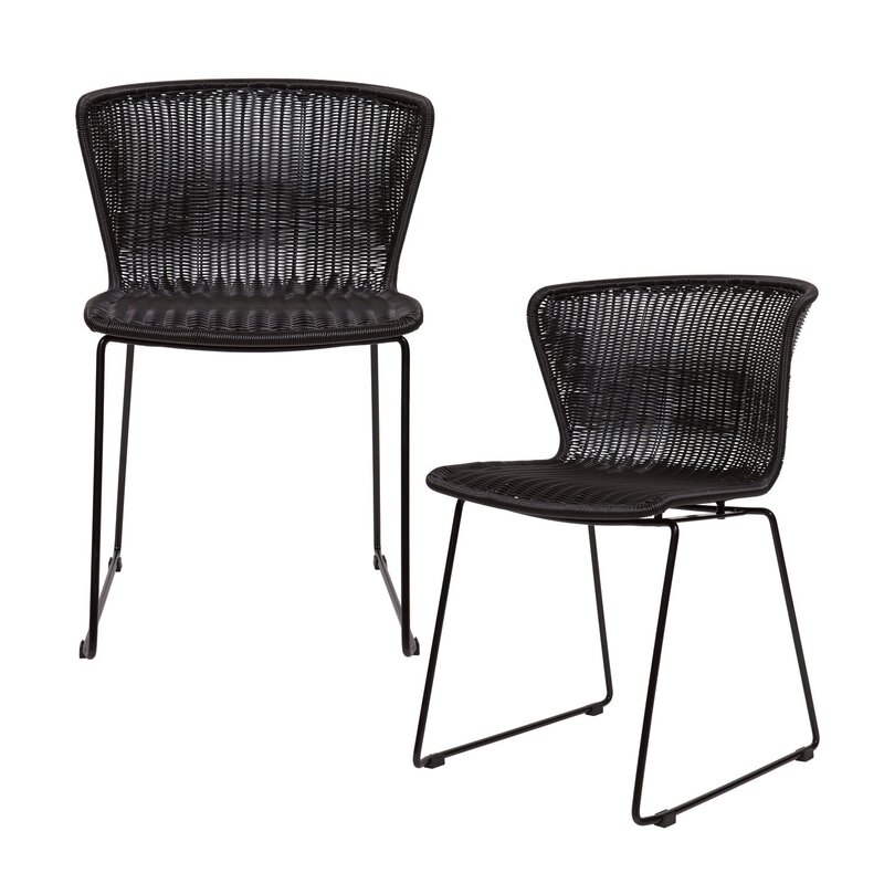 WOOOD-collectie Wings Tuinstoel Zwart - Set Van 2