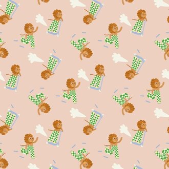 Meet Me at the Wall Kinderbehang Skating Lion - Green - Aniek Bartels