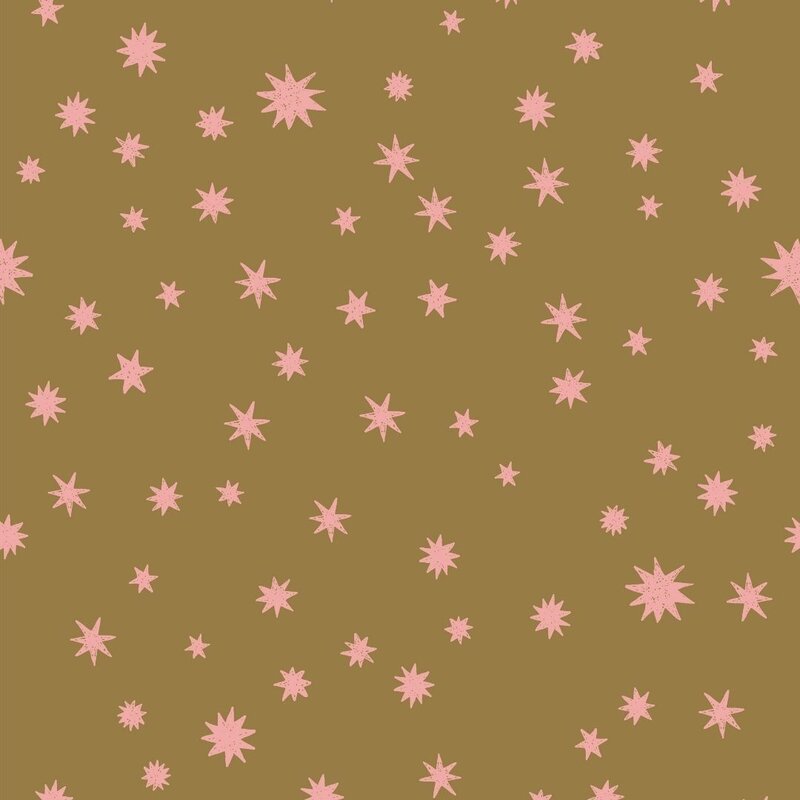 Meet Me at the Wall-collectie Kinderbehang Starry Night - Kaki - Joelle Wehkamp