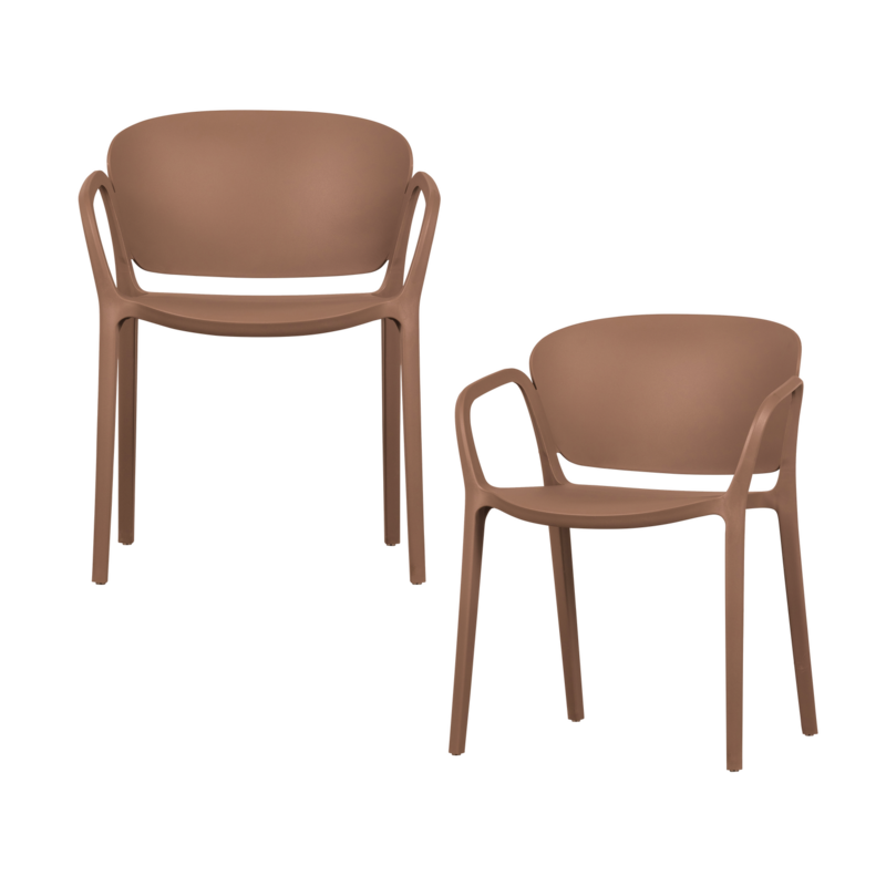 WOOOD-collectie Bent Plastic Garden Chair Salmon Pink (Set of 2)