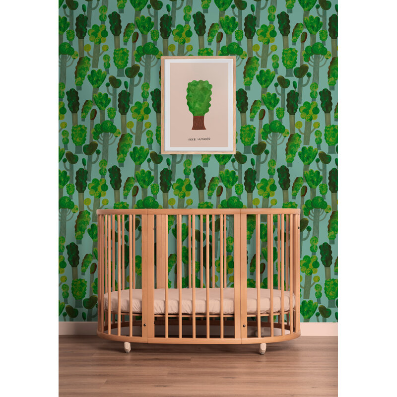 Meet Me at the Wall-collectie Kinderbehang Trees - Sky Blue - Aniek Bartels