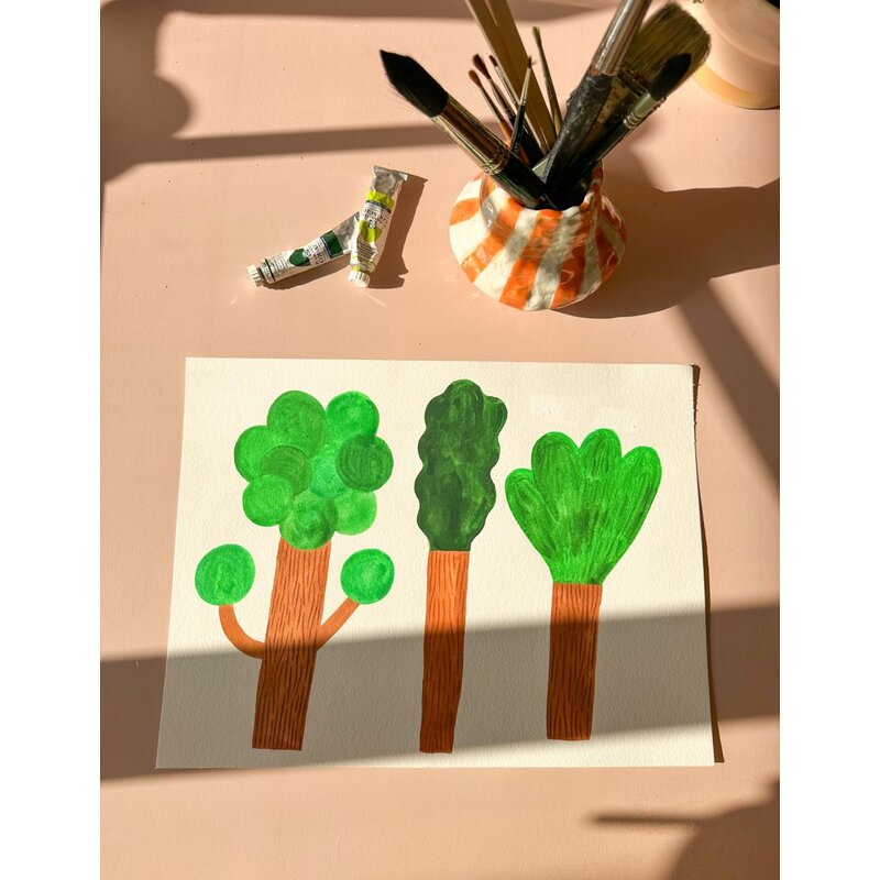 Meet Me at the Wall-collectie Kinderbehang Trees - Sky Blue - Aniek Bartels