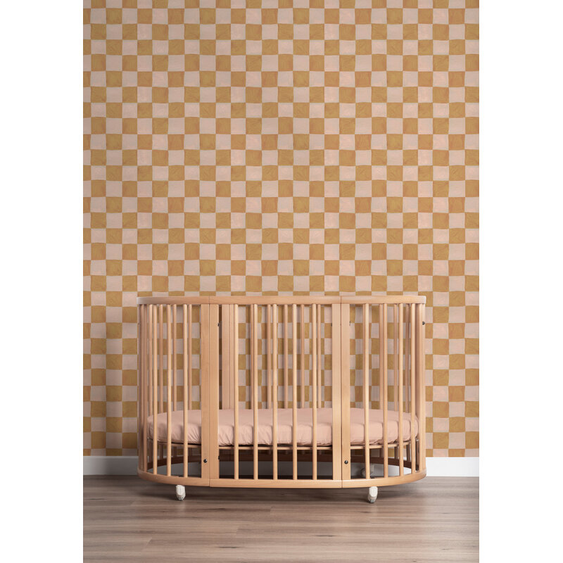 Meet Me at the Wall-collectie Kinderbehang Meet me at the Wall - Square blocks sand - Aniek Bartels