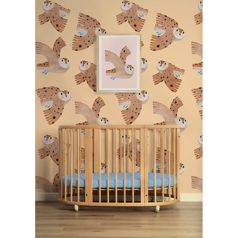 Meet Me at the Wall-collectie Kinderbehang Owl - Creme - Aniek Bartels