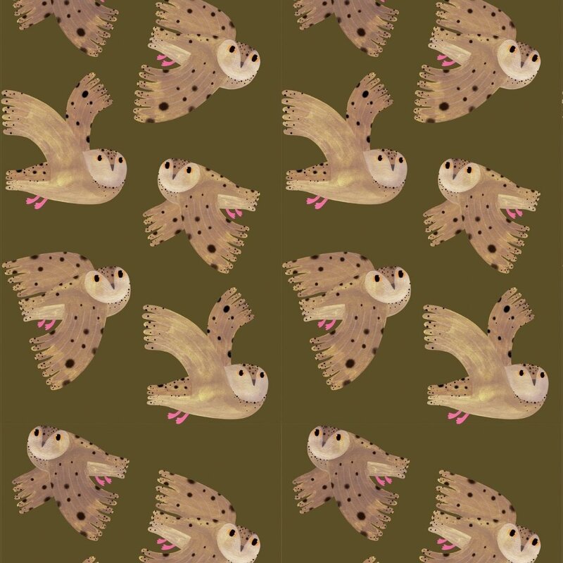 Meet Me at the Wall-collectie Kinderbehang Owl - Fern - Aniek Bartels