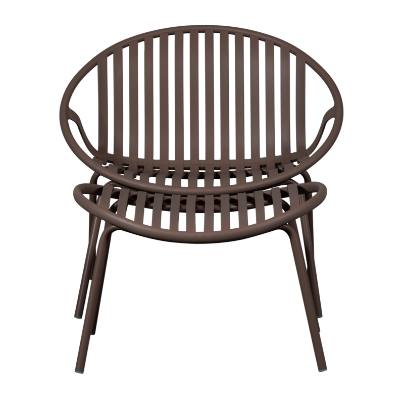 WOOOD-collectie Bruce Garden Lounge Chair + Stool PP/Metal Purple/Brown