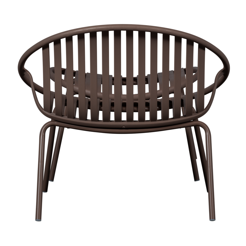 WOOOD-collectie Bruce Tuin Loungestoel + Hocker Pp/Metaal Paars/Bruin